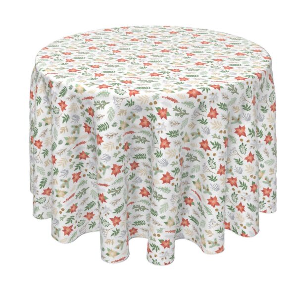 Round Tablecloth, 100% Polyester, 60  Round, Christmas Plants and Flowers