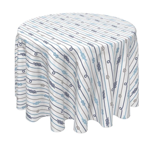 Round Tablecloth, 100% Polyester, 60  Round, Nautical Rope Knot Stripe