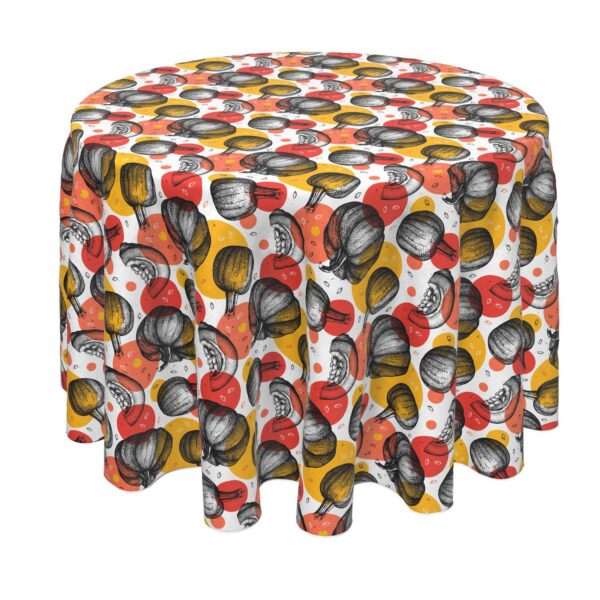 Round Tablecloth, 100% Polyester, 60  Round, Pumpkins and Autumn Dots