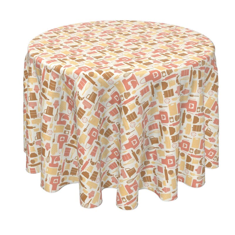 Round Tablecloth, 100% Polyester, 70  Round, Baking Icons