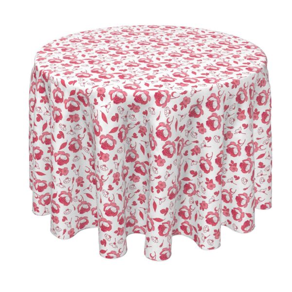 Round Tablecloth, 100% Polyester, 90  Round, Pink Floral Design