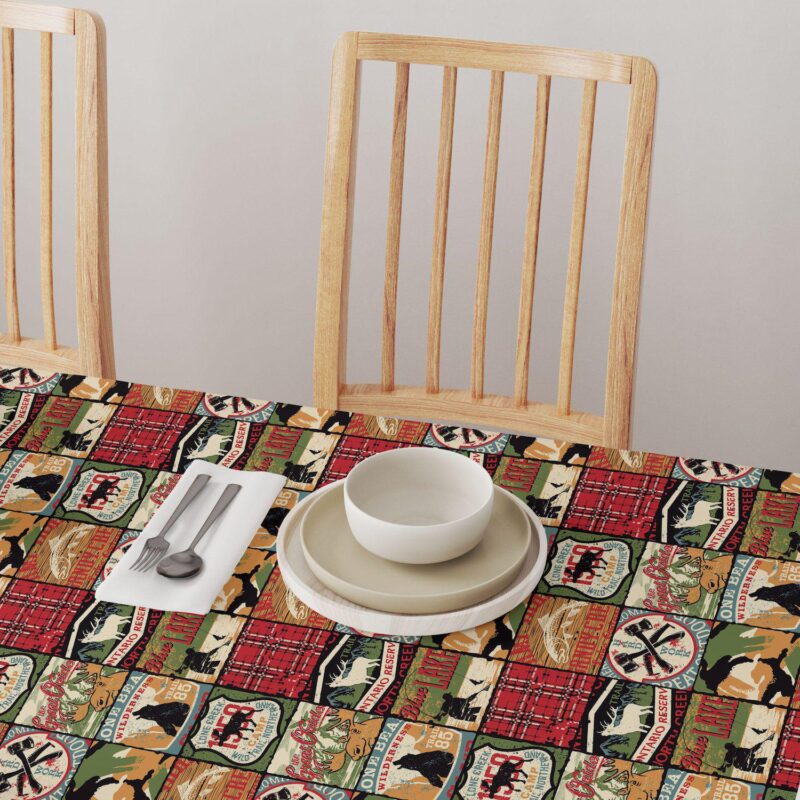 Round Tablecloth, 100% Polyester, 60  Round, Great Outdoors Patchwork - Image 4