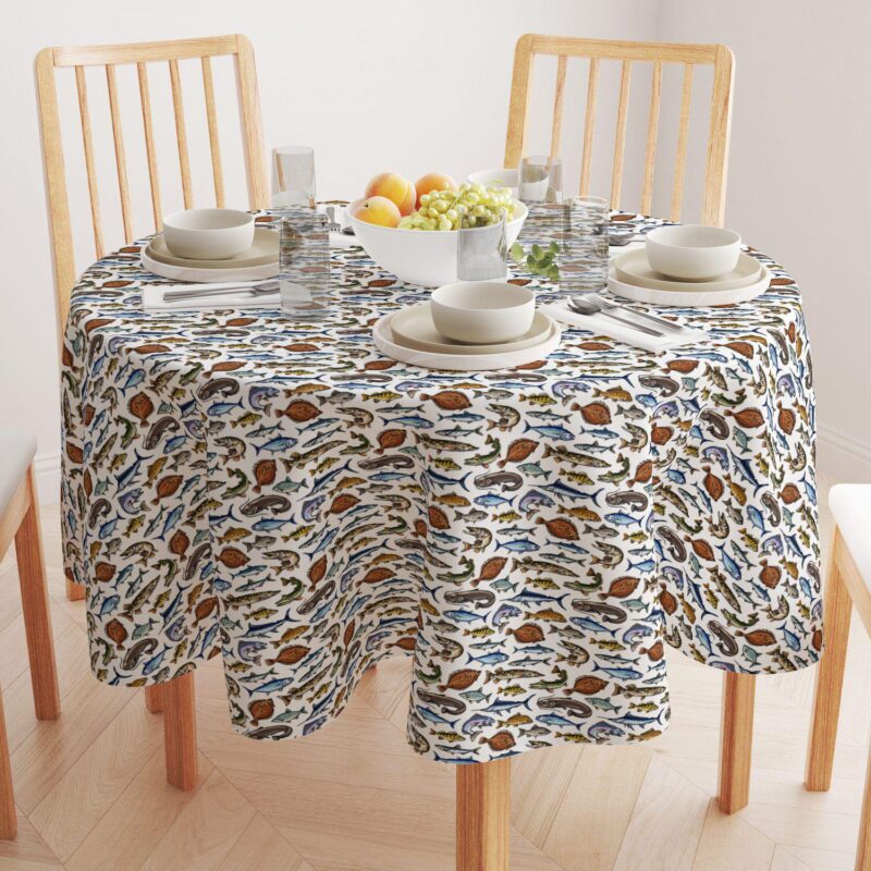 Round Tablecloth, 100% Polyester, 70  Round, Fresh Catch - Image 2