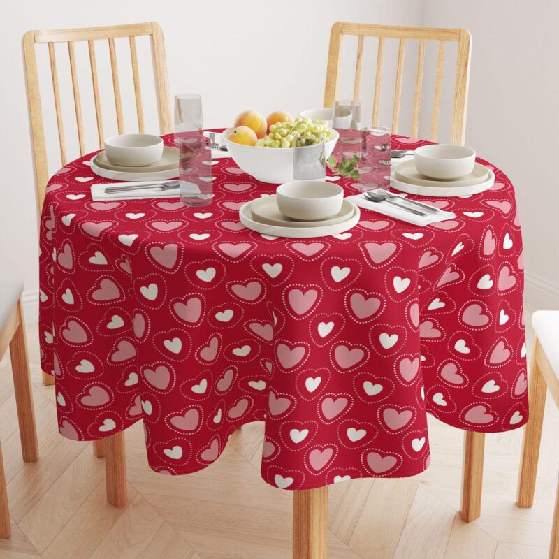 Round Tablecloth, 100% Polyester, 70  Round, Hearts in Stitches - Image 2