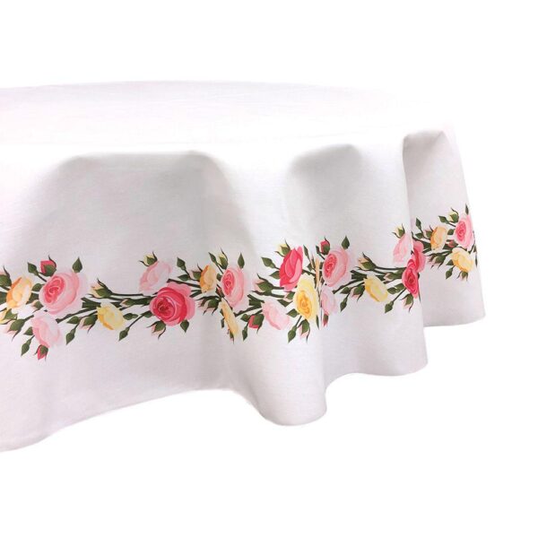 Round Tablecloth, 100% Polyester, 90  Round, Roses in Bloom Garland