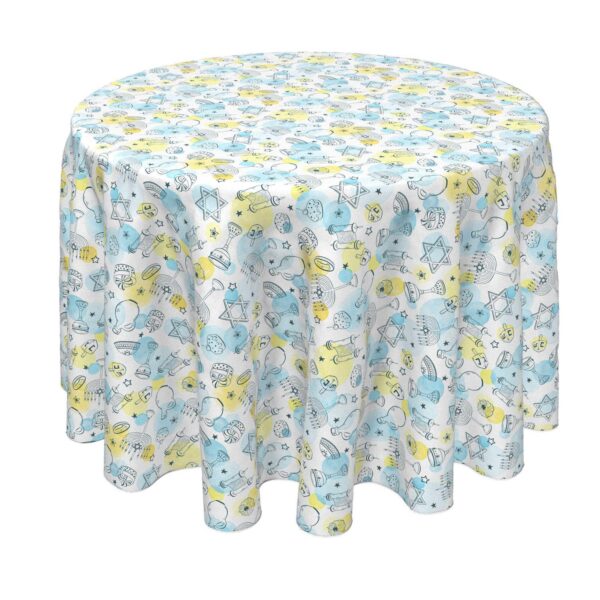 Round Tablecloth, 100% Polyester, 70  Round, Watercolor Hanukkah and Dots