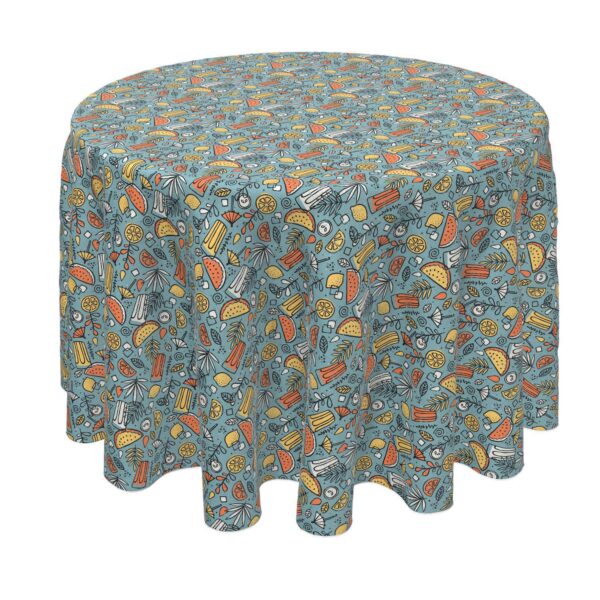 Round Tablecloth, 100% Polyester, 70  Round, Colorful Refreshments