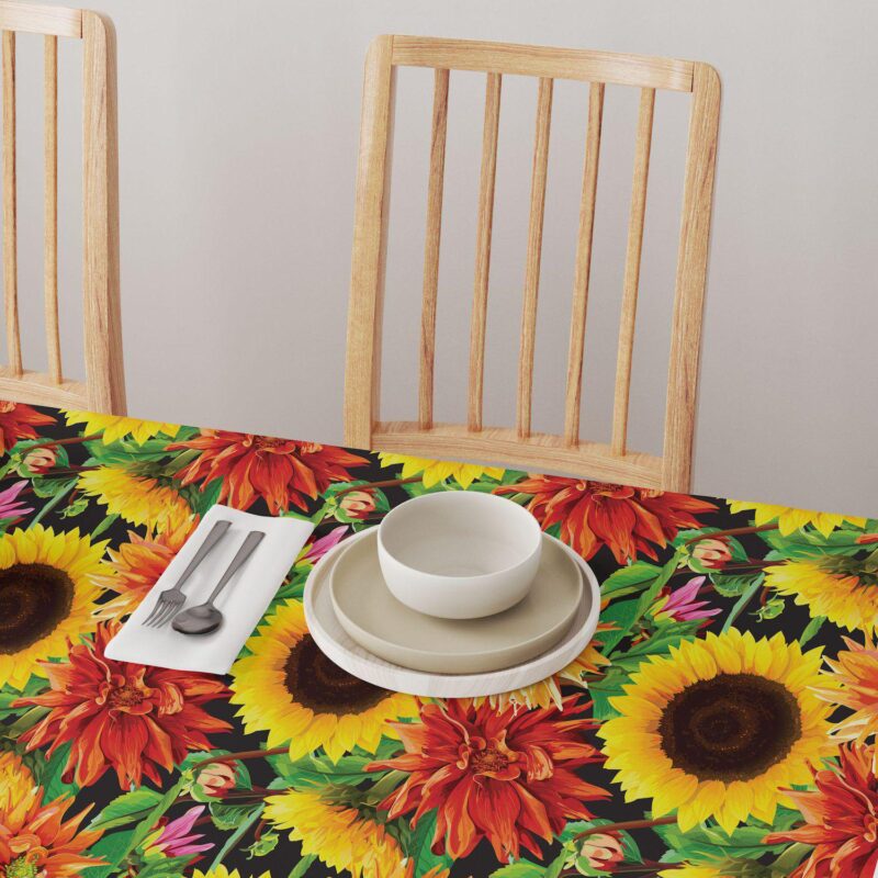Round Tablecloth, 100% Polyester, 70  Round, Sunflower Garden - Image 4