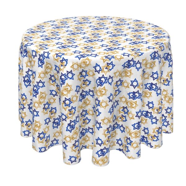 Round Tablecloth, 100% Polyester, 90  Round, Star of David Dcor