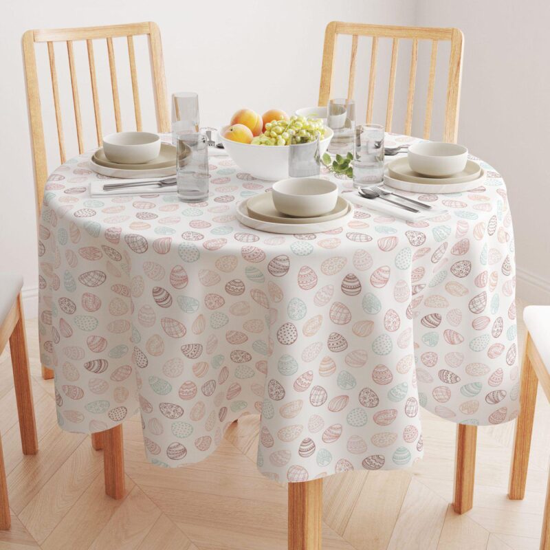 Round Tablecloth, 100% Polyester, 90  Round, Watercolor Decorative Easter Eggs - Image 2