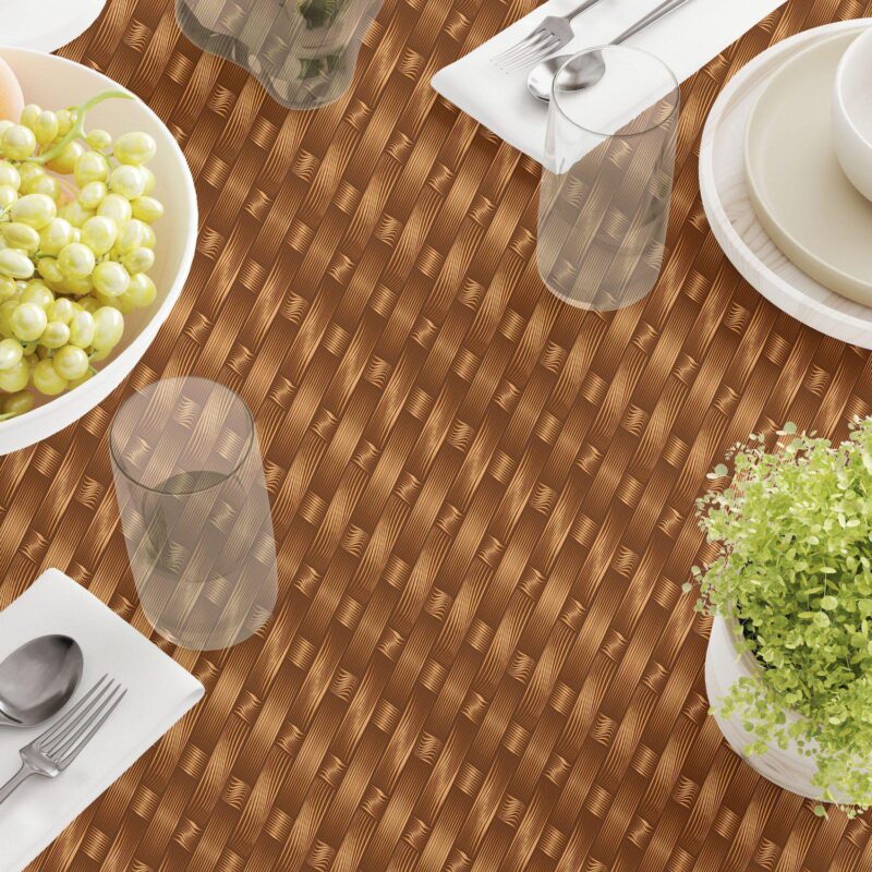 Round Tablecloth, 100% Polyester, 60  Round, Copper Style Wicker - Image 3