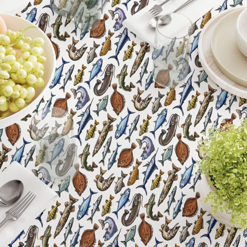 Round Tablecloth, 100% Polyester, 70  Round, Fresh Catch - Image 3