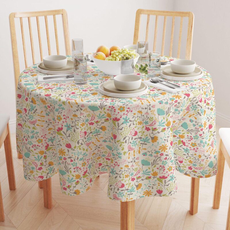 Round Tablecloth, 100% Polyester, 90  Round, Blooming Springs - Image 2