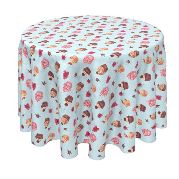 Round Tablecloth, 100% Polyester, 90  Round, Vintage Cupcakes and Dots