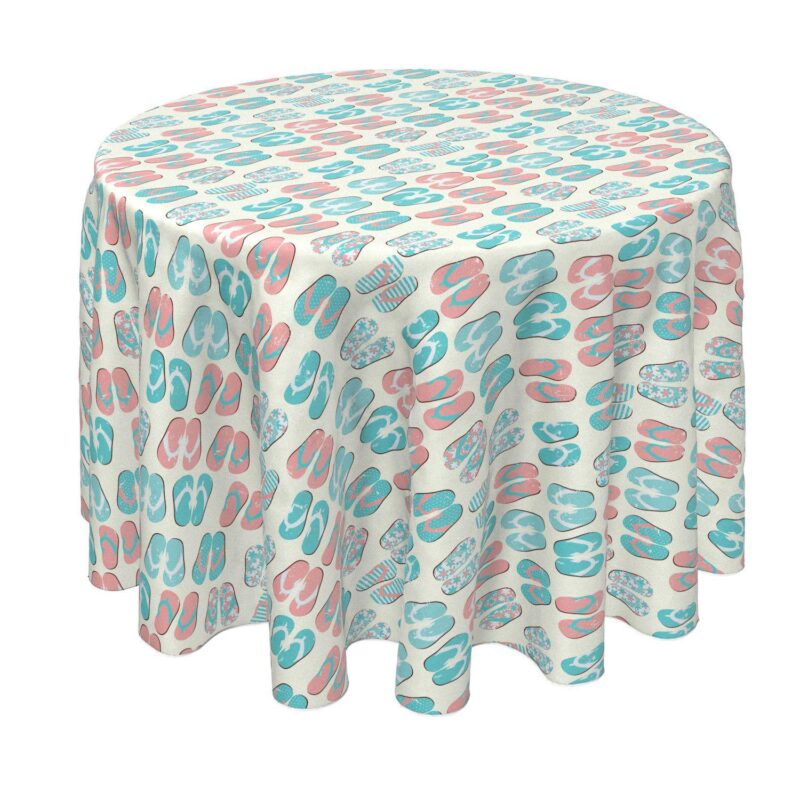 Round Tablecloth, 100% Polyester, 70  Round, Ocean Beach Flip Flops