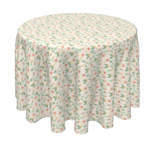 Round Tablecloth, 100% Polyester, 90  Round, Potted Plants