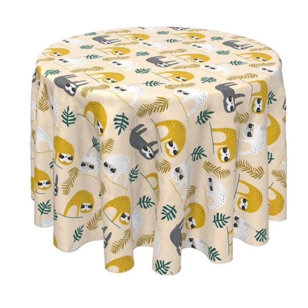 Round Tablecloth, 100% Polyester, 70  Round, Sloths Hanging Around