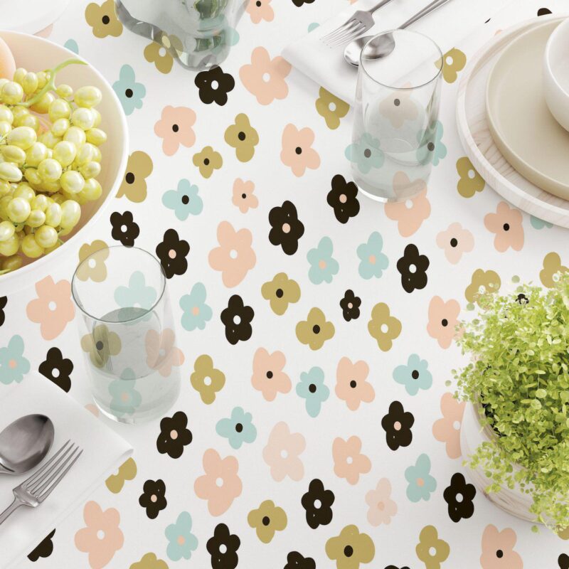 Round Tablecloth, 100% Polyester, 90  Round, Cartoon Flowers - Image 3