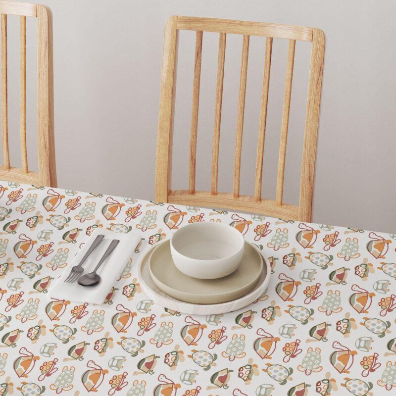 Round Tablecloth, 100% Polyester, 60  Round, Doodle Turtles - Image 4
