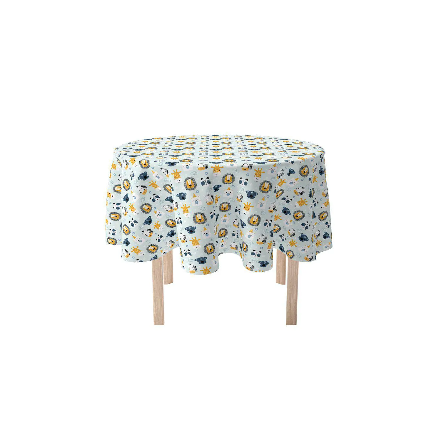 Round Tablecloth, 100% Polyester, 90 Round, Animal Faces 1 Round Tablecloth, 100% Polyester, 90  Round, Animal Faces