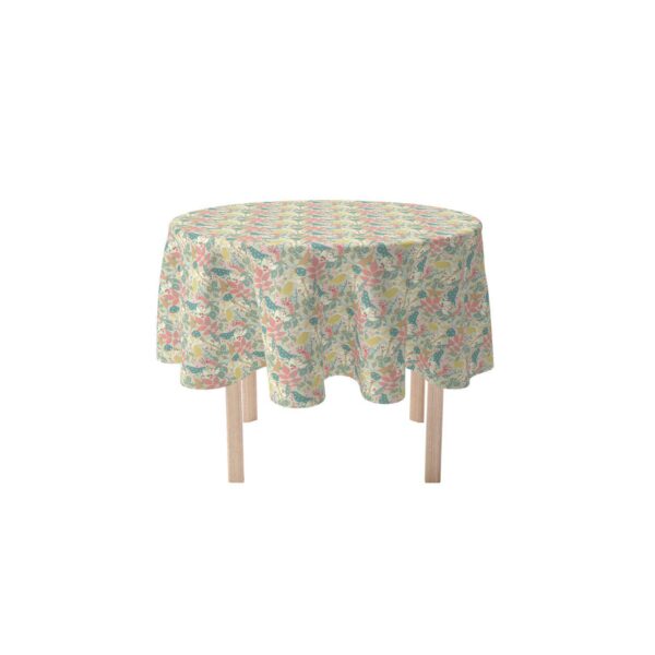 Round Tablecloth, 100% Polyester, 70  Round, Decorated Birds and Flowers