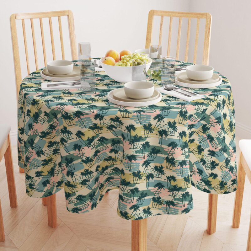 Round Tablecloth, 100% Polyester, 60  Round, Island Illustration - Image 2
