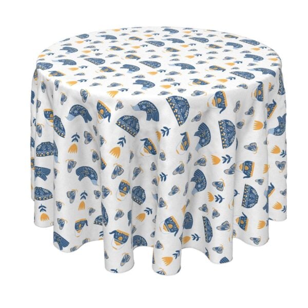 Round Tablecloth, 100% Polyester, 90  Round, Teapots and Butterflies