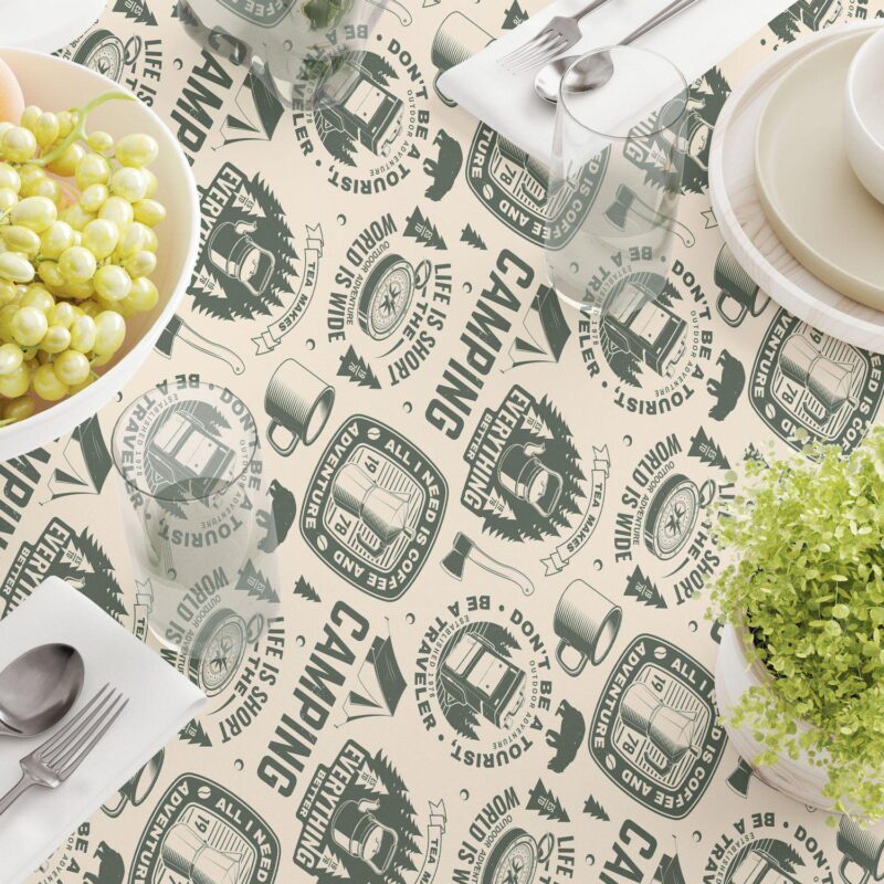 Round Tablecloth, 100% Polyester, 90  Round, Camping Adventure - Image 3