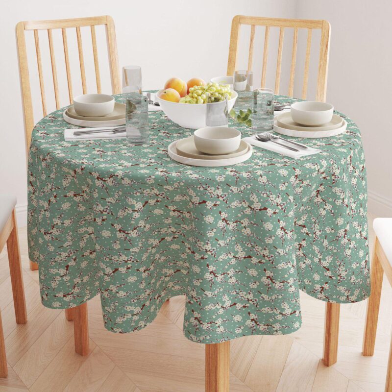 Round Tablecloth, 100% Polyester, 60  Round, Chinese Cherry Blossom - Image 2
