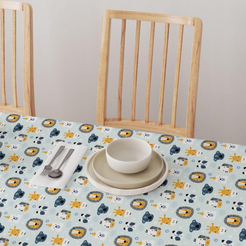 Round Tablecloth, 100% Polyester, 90  Round, Animal Faces - Image 4