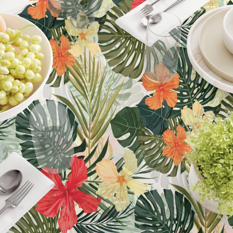 Round Tablecloth, 100% Polyester, 60  Round, Hibiscus Garden - Image 3