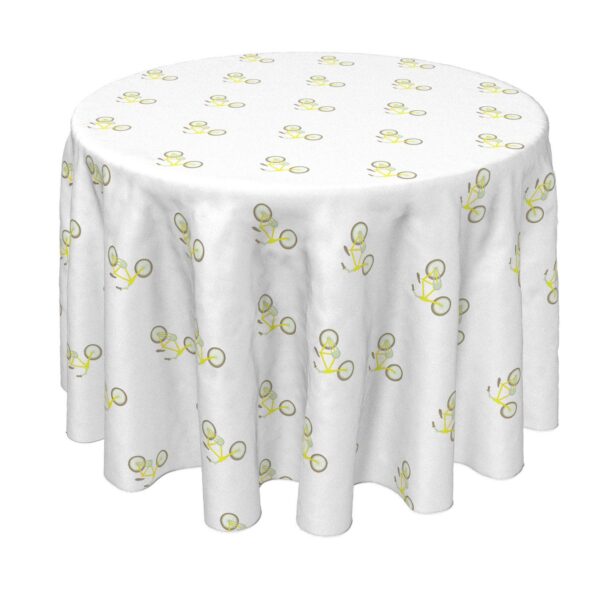 Round Tablecloth, 100% Polyester, 90  Round, Yellow City Bicycles