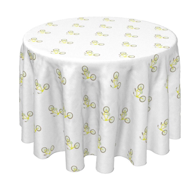 Round Tablecloth, 100% Polyester, 90  Round, Yellow City Bicycles