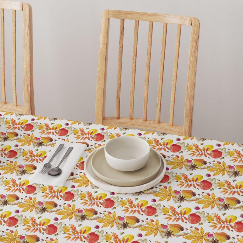 Round Tablecloth, 100% Polyester, 60  Round, Fall Time Fruits and Leaves - Image 4