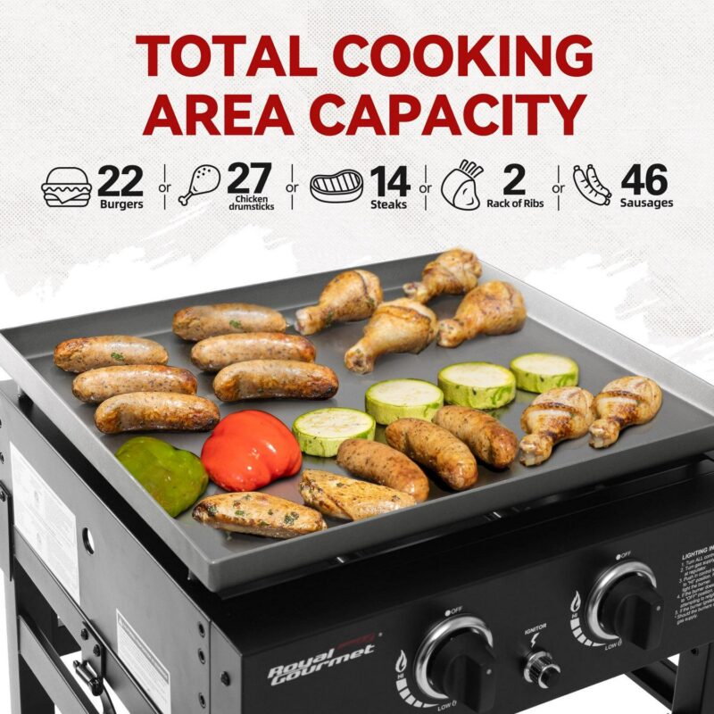 Royal Gourmet GB2000N 23-Inch Flat Top Gas Griddle, 2-Burner Outdoor Griddle - Image 4