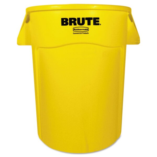 Rubbermaid Commercial Products Brute Vented Trash Receptacle, Round, 44 Gallon, Yellow