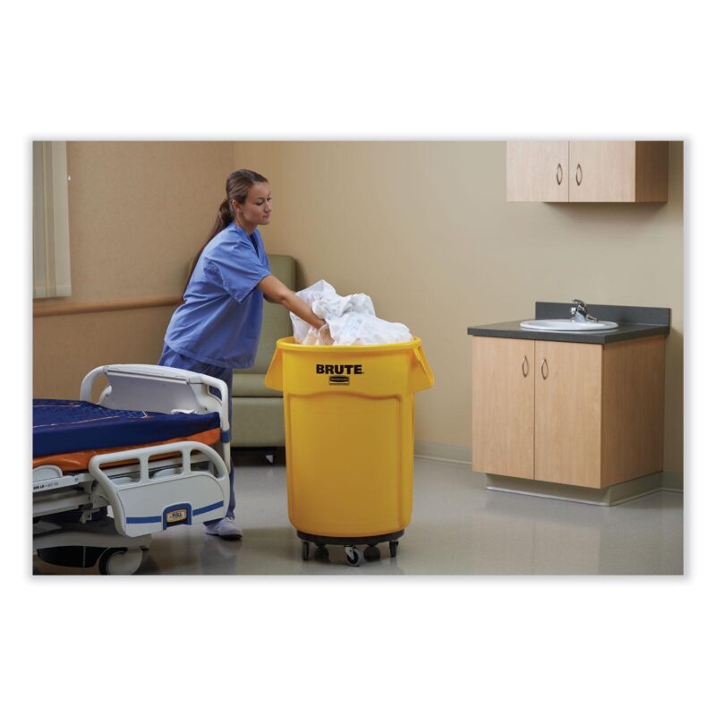 Rubbermaid Commercial Vented Round Brute Container, 44 gal, Plastic, Yellow - Image 2