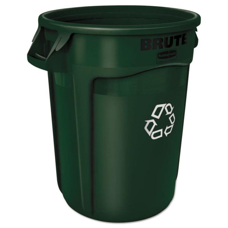 Rubbermaid Commercial Products Round Brute Container, Plastic, 32 Gallon, Dark Green - Image 2