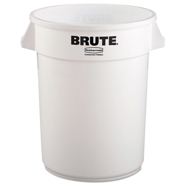 Rubbermaid Commercial Vented Round Brute Container, 32 gal, Plastic, White