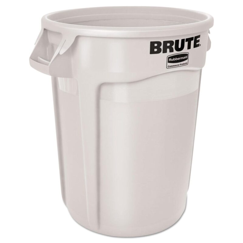 Rubbermaid Commercial Vented Round Brute Container, 32 gal, Plastic, White - Image 2