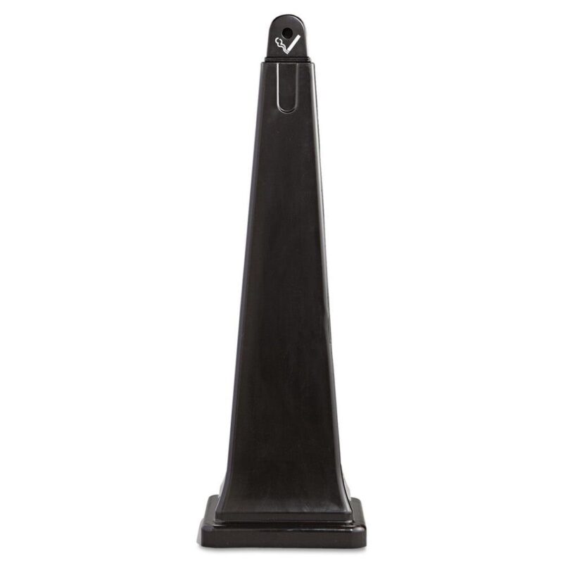 Rubbermaid Commercial GroundsKeeper Cigarette Waste Collector, Pyramid, 1 gal, Plastic/Steel, Black -RCP257088BLA - Image 2