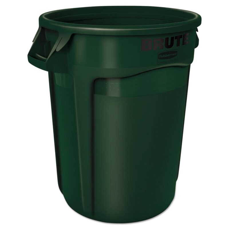 Rubbermaid Commercial Products Round Brute Container, Plastic, 32 Gallon, Dark Green - Image 3