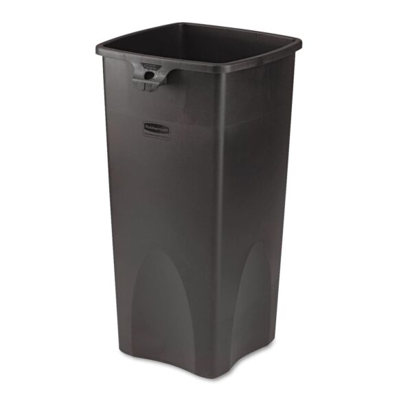 Rubbermaid Untouchable Square Waste Receptacle, Plastic, 23 Gal, Black