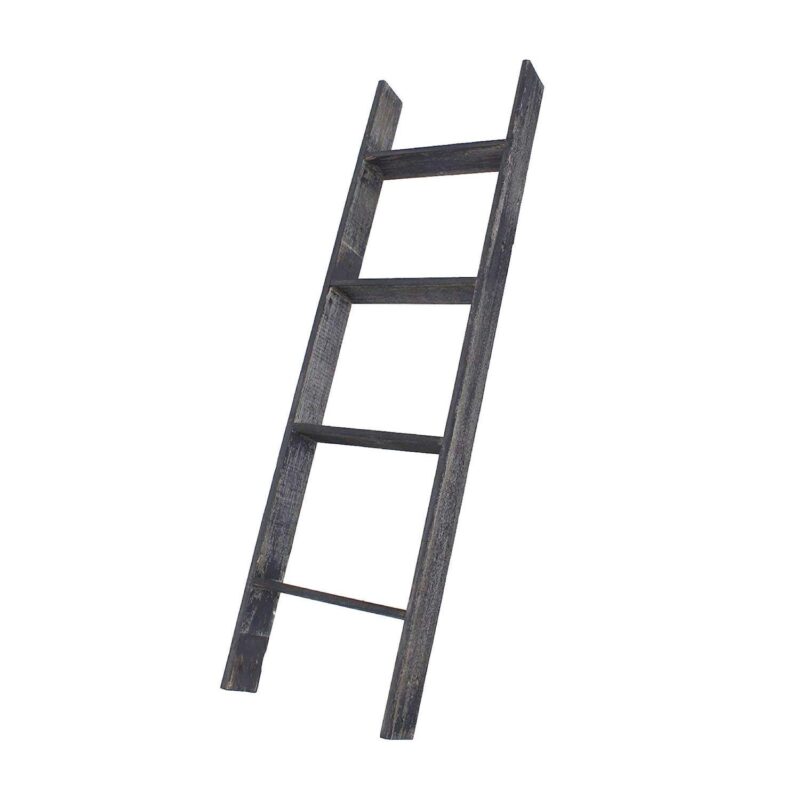 Rustic Farmhouse 4ft Reclaimed Wood Decorative Bookcase Picket Ladder - Image 10