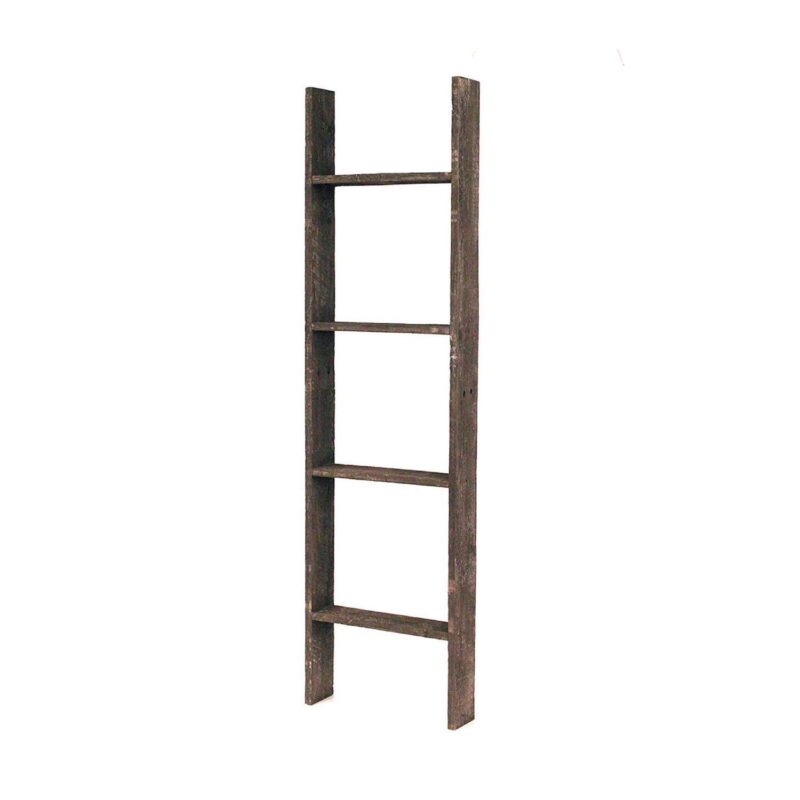 Rustic Farmhouse 4ft Reclaimed Wood Decorative Bookcase Picket Ladder - Image 6