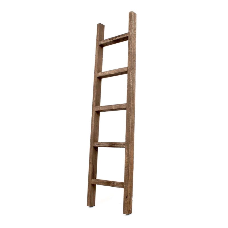 Rustic Farmhouse 4ft Reclaimed Wood Decorative Bookcase Ladder - Image 4