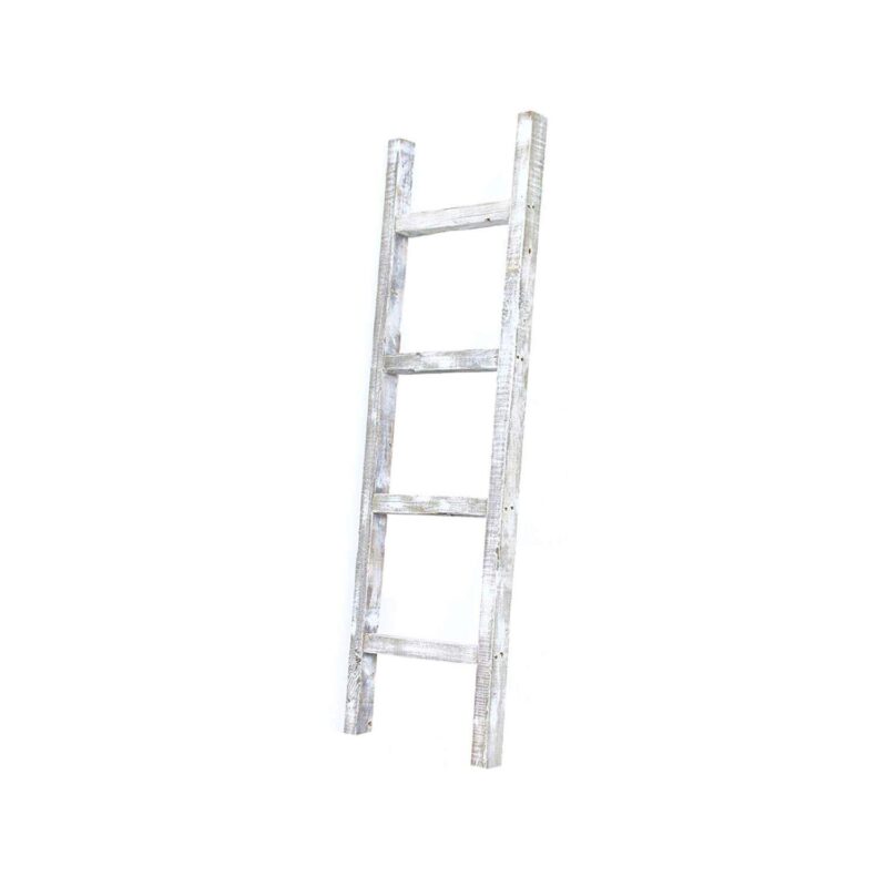 Rustic Farmhouse 4ft Reclaimed Wood Decorative Bookcase Ladder - Image 7