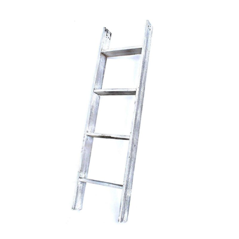 Rustic Farmhouse 4ft Reclaimed Wood Decorative Bookcase Picket Ladder - Image 9