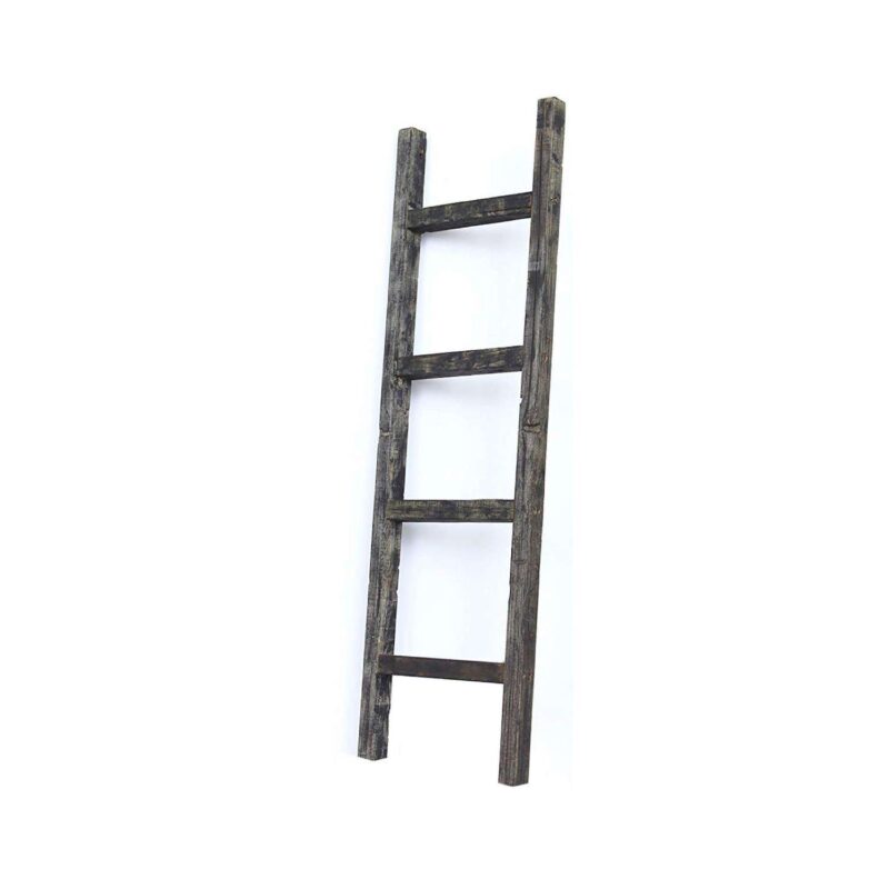 Rustic Farmhouse 4ft Reclaimed Wood Decorative Bookcase Ladder - Image 6