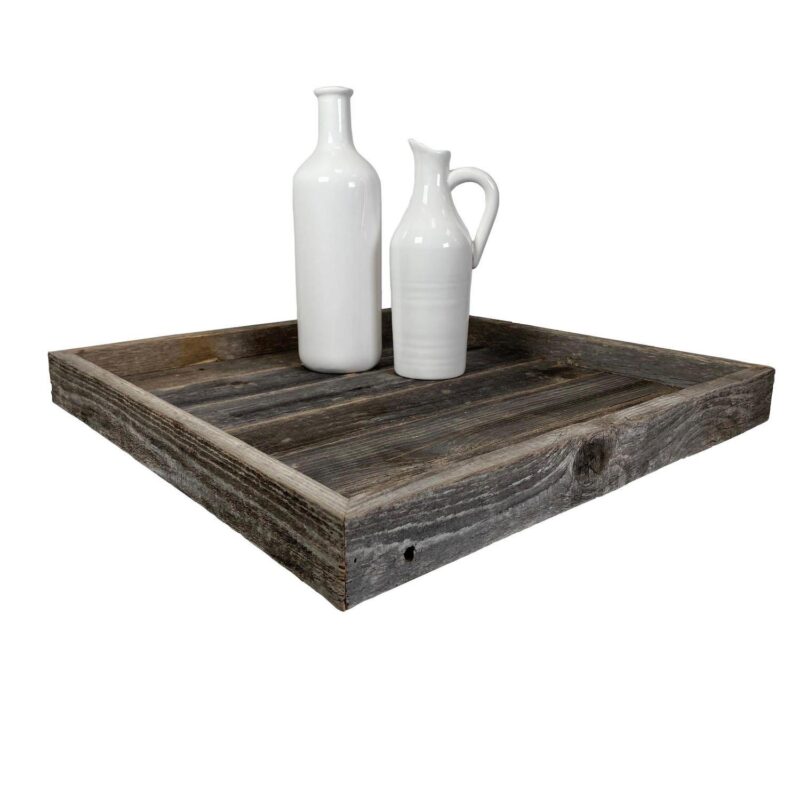 Rustic Farmhouse Extra Large Reclaimed Wooden Ottoman Orangizing Serving Tray - Image 4